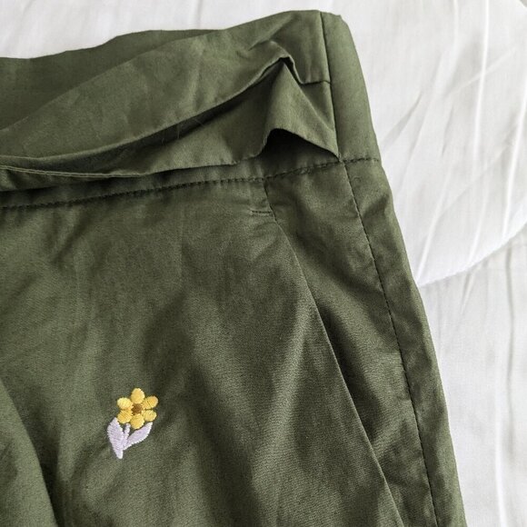 J. Crew Skirt Size 4 Olive Green Mini Embroidered Floral Tie-Waist NWT G9054 - Picture 7 of 16